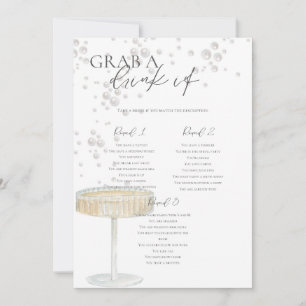 Pearls and Prosecco Grab a Drink Bridal Game Invitation