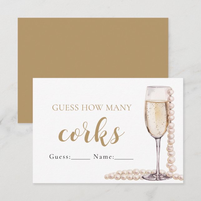 Pearls and Prosecco Guess How Many Corks Game Invitation (Front/Back)