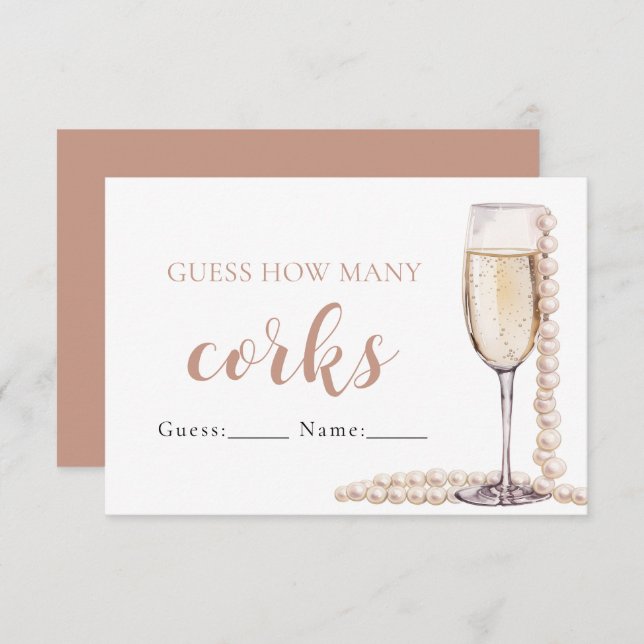 Pearls and Prosecco Guess How Many Corks Game Invitation (Front/Back)