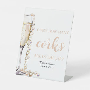 Pearls and Prosecco Guess How Many Corks Game Pedestal Sign
