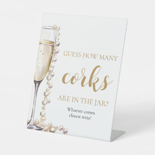 Pearls and Prosecco Guess How Many Corks Game Pedestal Sign