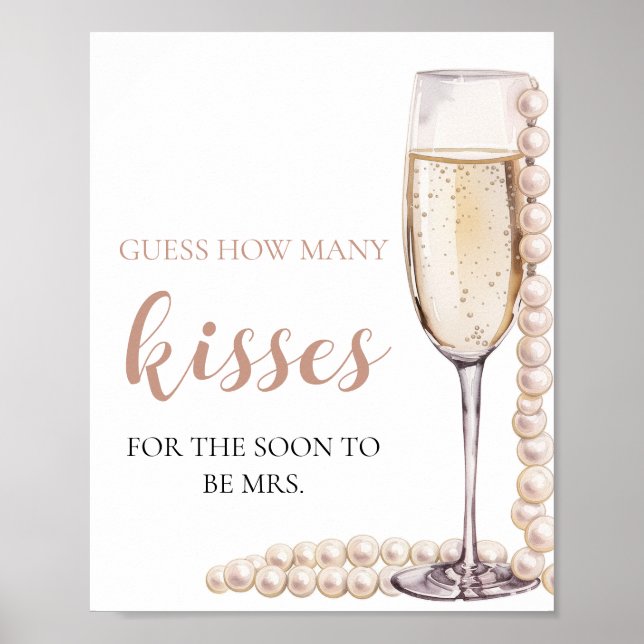 Pearls and Prosecco Guess How Many Kisses Game Poster (Front)