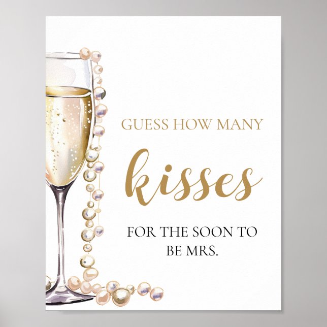 Pearls and Prosecco Guess How Many Kisses Game Poster (Front)