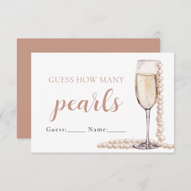 Pearls and Prosecco Guess How Many Pearls Game Invitation (Front/Back)