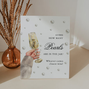 Pearls and Prosecco Guess How Many Pearls Game Pedestal Sign