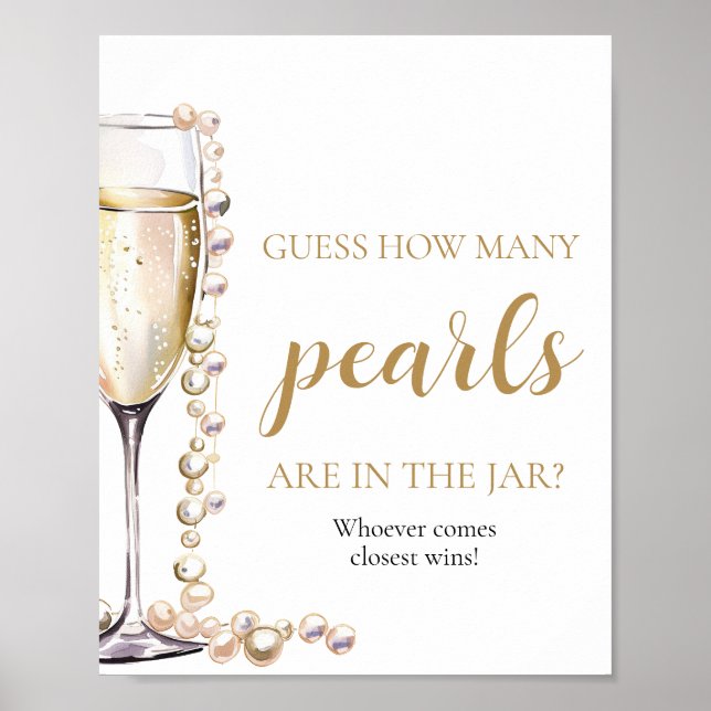 Pearls and Prosecco Guess How Many Pearls Game Poster (Front)