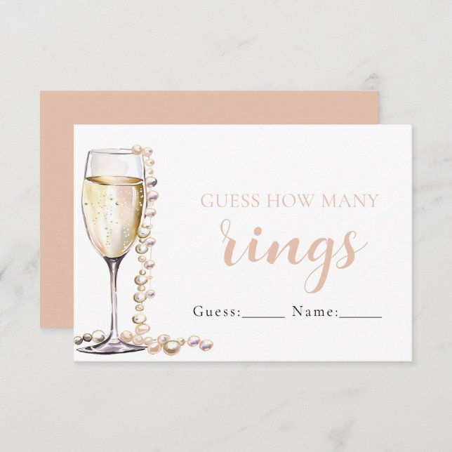 Pearls and Prosecco Guess How Many Rings Game Invitation (Front/Back)