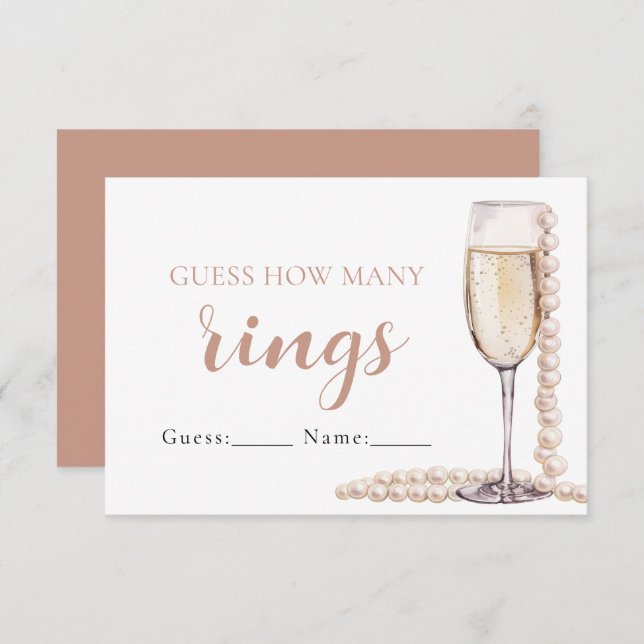 Pearls and Prosecco Guess How Many Rings Game Invitation (Front/Back)