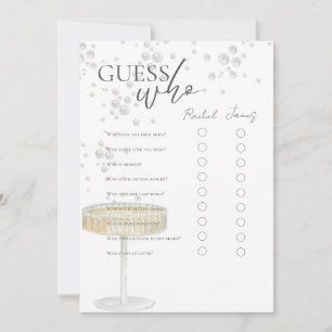 Pearls and Prosecco Guess Who Bridal Shower Game Invitation
