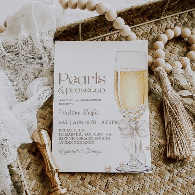 Pearls and Prosecco Luxury Bridal Shower Invitation (Creator Uploaded)