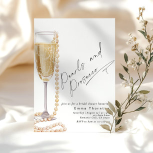Pearls and Prosecco minimal Modern Bridal Shower Invitation