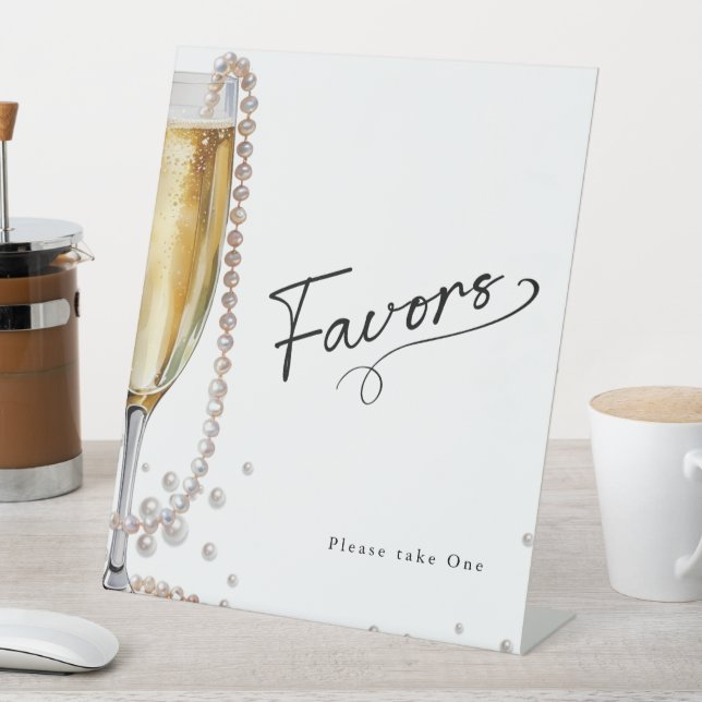 Pearls and Prosecco minimal Modern bridal shower Pedestal Sign