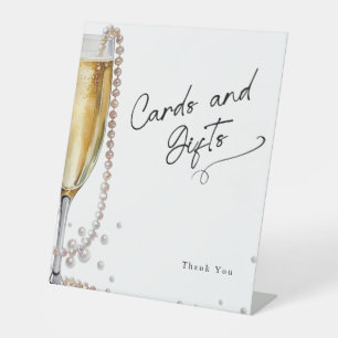 Pearls and Prosecco minimal Modern cards  Pedestal Sign