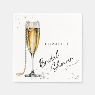 Pearls and Prosecco Minimalist Bridal Shower Napkin