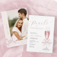 Pearls and Prosecco Photo Bridal Shower Invitation