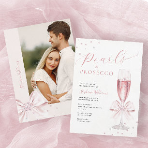 Pearls and Prosecco Photo Bridal Shower Invitation