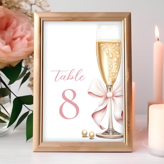 Pearls and Prosecco Pink Bow Table Numbers (Creator Uploaded)