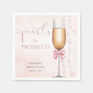Pearls and Prosecco Pink Bridal Shower  Napkin