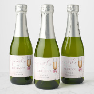 Pearls and Prosecco Pink Bridal Shower Sparkling Wine Label