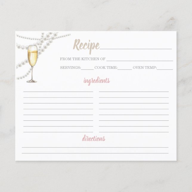 Pearls and Prosecco Recipe Sheet (Front)