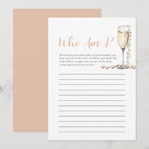 Pearls and Prosecco Who Am I Bridal Shower Game Invitation