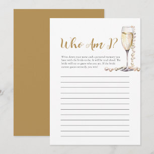 Pearls and Prosecco Who Am I Bridal Shower Game Invitation