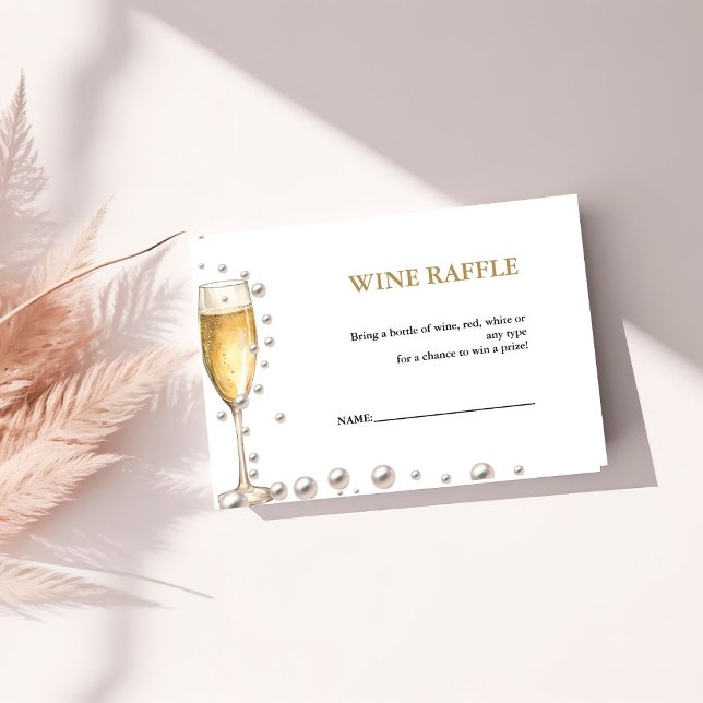 Pearls and Prosecco Wine Raffle Bridal Shower Game Enclosure Card (Creator Uploaded)