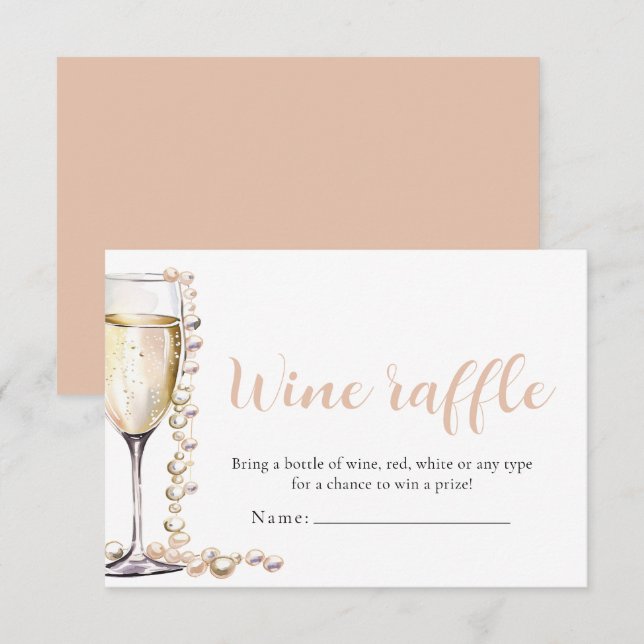 Pearls and Prosecco Wine Raffle Bridal Shower Game Invitation (Front/Back)