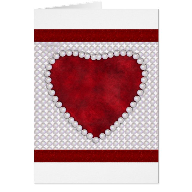Pearls and Red Velvet Heart Valentine (Front)