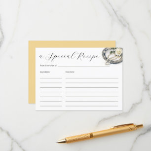 Pearls and Rose Bridal Shower Recipe Enclosure Card