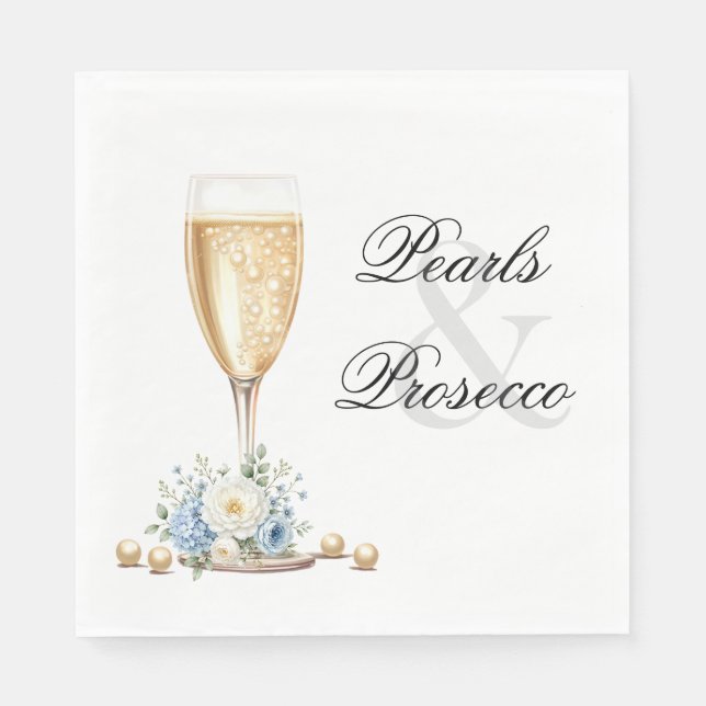 Pearls Blue Hydrangea Paper Napkins (Front)