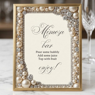 Pearls Bridal Shower Mimosa Bar Poster