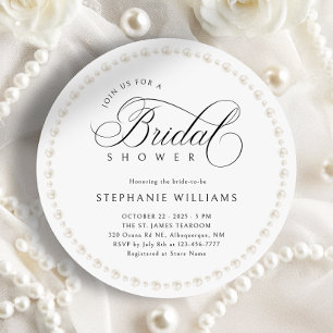 Pearls Bridal Shower Round Invitation