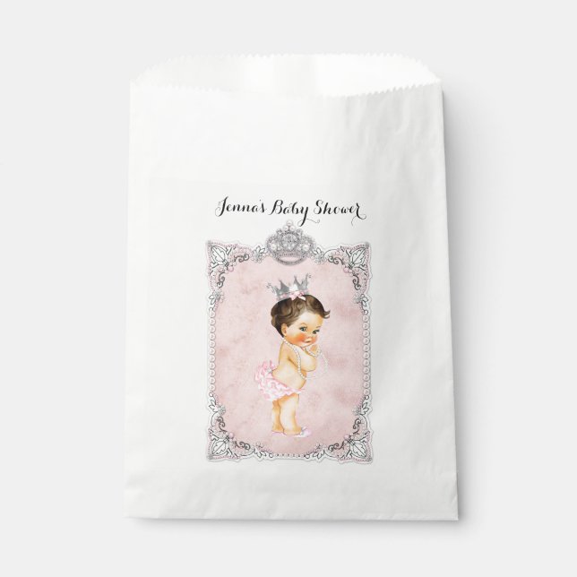 Pearls Diamonds Princess Baby Girl Blush Pink Favour Bags (Front)