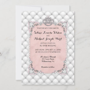 Pearls & Diamonds Wedding Pink Glamourous Formal Invitation