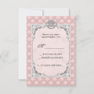Pearls & Diamonds Wedding Pink Glamourous RSVP Car Card