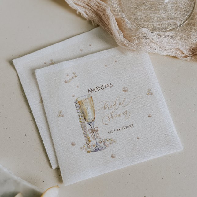 Pearls Elegant Bow Bridal Shower  Napkin (Creator Uploaded)