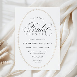 Pearls Frame Bridal Shower Invitation