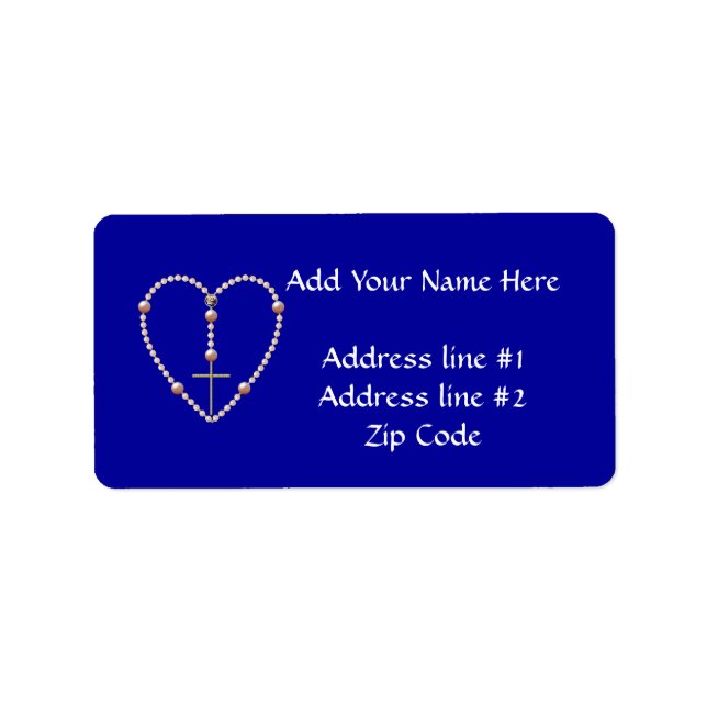 "Pearls" heart shaped Rosary Label (Front)