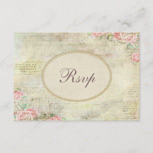 Pearls & Lace Shabby Chic Roses RSVP Card