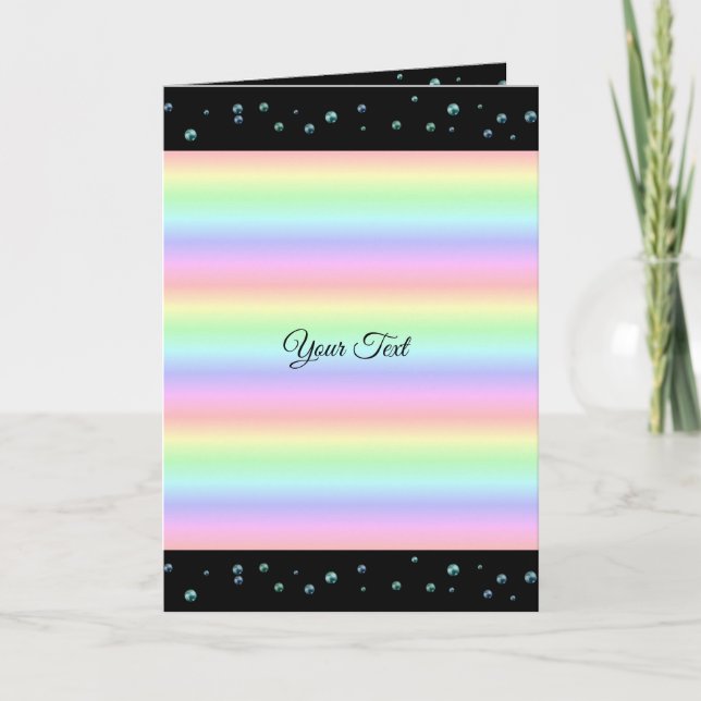 Pearls on Black and Rainbow Note Card (Front)