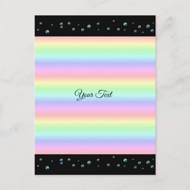 Pearls on Black and Rainbow Postcard (Front)