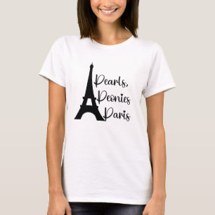 "Pearls, Peonies, Paris" Elegant T-Shirt