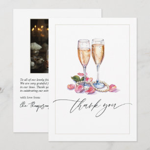 Pearls, Petals and Prosecco Bridal Shower Photo Thank You Card