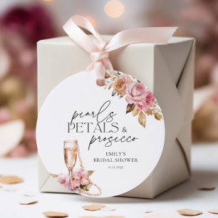 Pearls Petals & Prosecco Floral Bridal Shower Favour Tags