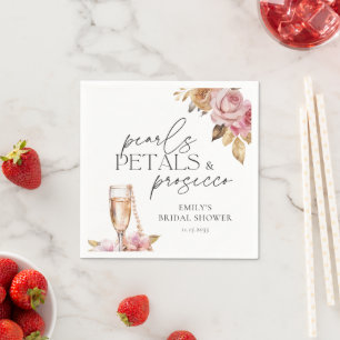 Pearls Petals & Prosecco Floral Bridal Shower Napkin