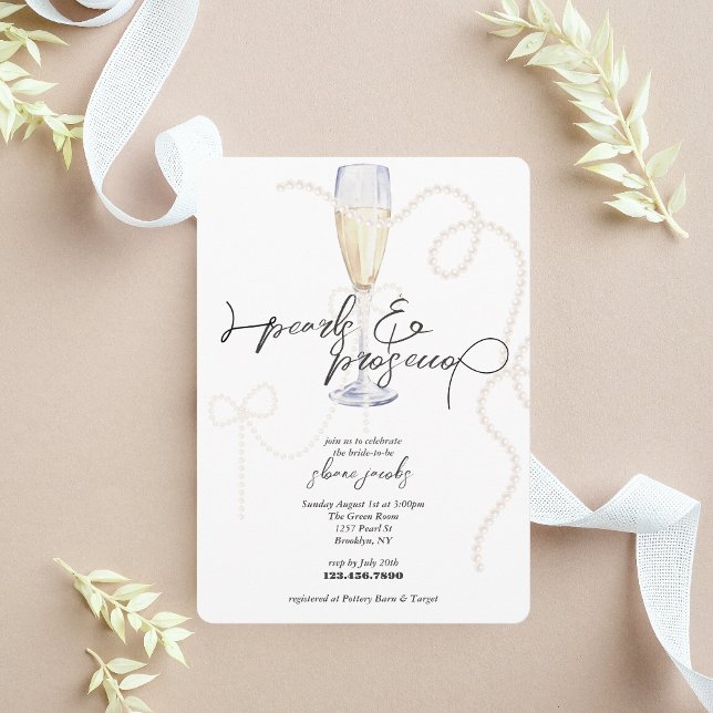Pearls, Petals + Prosecco | Pearl Bridal Shower  Invitation (Creator Uploaded)