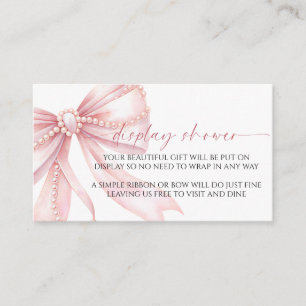 Pearls Pink Bow Display Baby Shower Enclosure Card