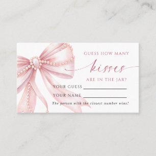 Pearls Pink Bow How Many Kisses Shower Game card