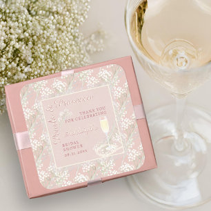 Pearls & Prosecco Babys Breath Bridal Shower Favou Square Sticker